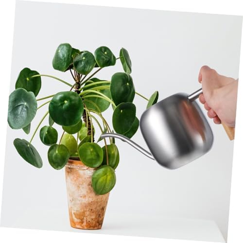 Watering Can for Indoor Plants Stainless Steel 1.2l with Wooden Handle - Image 6