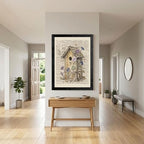 Framed Canvas Wall Art Vintage Mixed Media Birdhouse and Morning Glories Sepia Print Canvas Print Poster Black Frame Wall Decor for Bedroom Study, Cottagecore Art - 12x16 Inch - Image 4