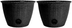 The HC Companies 18 inch Woven Garden Hose Holder, Lightweight UV-Resistant Plastic Water Hose Holder with 100-Foot Capacity, 2-Pack Water Hose Pots for Garden, Patio & Home Organization, Black by TheHCCompanies