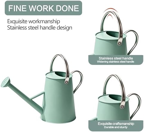 1.5 Gallon Metal Watering Can for Outdoor Plants, Watering Can, Cream Green - Image 3