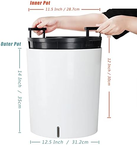 SAROSORA Large Round Self Watering Planter Pot 12.5'' 2-Pack for Home Garden Patio Tall Tree(White 2-Pack) - Image 2