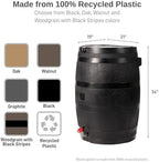 RTS Home Accents 50-Gallon ECO Rain Barrel Made with 100% Recycled Plastic, Flat Back Rain Water Collection Barrel, Link Kit Included, Black (2 Pack) - Image 3