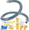 3/4" × 48 inch Commercial Gas Hose, 1675KIT48 Safety System Kit, Mobile Gas Line Hose Connector Kit for Commercial Kitchen, with 3/4" Quick Disconnect（GRAY) by Unknown