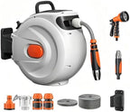 Wall-Mounted Retractable Garden Hose Reel with Sprayer by Unknown