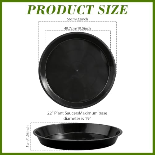 6 Pack 22 inch Plant Saucers for 19 inch Planters, Modern Matte Finish 18 20 22 25 inch Flower Pot Drip Tray Base for Indoors Outdoors, Heavy Duty Plant Trays to Catch Water, Black - Image 2