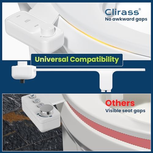 Clirass Ultra-Slim Bidet Attachment, Self-Cleaning Dual Nozzle (Feminine/Posterior Wash), Accessibility-Enhanced Large Buttons, Quick-Release, Non-Electric Fresh Water System with Adjustable Pressure - Image 4