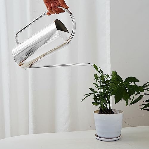 Watering Can Indoor, Metal Watering Can with Long Spout for Plants Mini Long Spout Water Can(Sliver) - Image 4