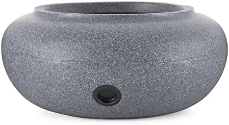 HC Companies Versatile 21 Inch Round Natural Decorative Plastic Outdoor Garden Hose Storage Pot with Side Hole for Faucet Connection, Granite - Image 5