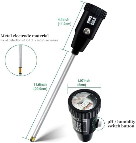 295mm Long Soil Moisture Sensor Meter Long Probe, Soil PH Meter, Soil PH Tester Gardening Tool Kits for Plant, Tree, Soil Tester for Moisture Great for Garden, Lawn, Farm, Indoor & Outdoor Use - Image 6