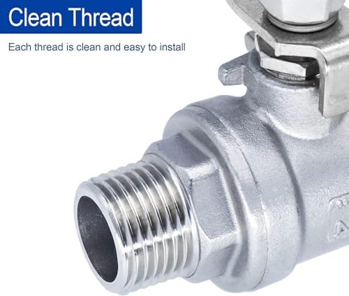 Ball Valve 1/2",1/2" Full Port Stainless Steel Ball Valve 304 NPT Water Valve, 1/2 inch Shut Off Valves for Oil and Gas with Blue Locking Handles 1000 WOG (1/2 inch, 2 pack) - Image 6