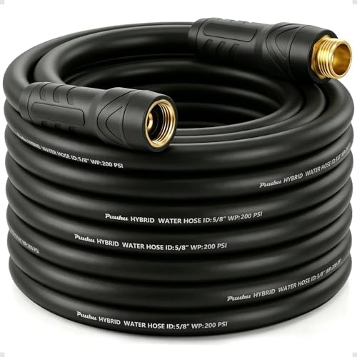 Garden Hose 50 ft x 5/8", NON-EXPANDABLE Heavy Duty Premium Flexible Hose by PUUKU