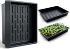RooTrimmer Seed Starter Tray, 10 Packs Plant Tray, Durable Plastic Growing Trays, Stackable Seedling Starter Trays Perfect for Indoor, Outdoor, Greenhouses, 16.5" L x 13.2" W x 2.8" H - Black by RooTrimmer