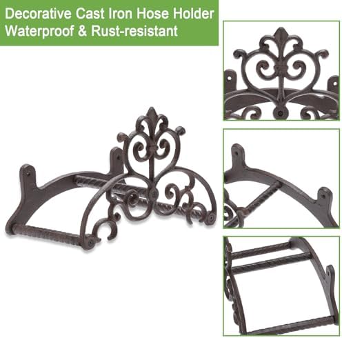 OwnMy Cast Iron Garden Hose Holder Heavy Duty Wall Mount Water Hose Hanger - Image 5