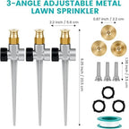 3 Set Metal Lawn Sprinklers for Yard, 360° Coverage Water Sprinklers, Adjustable Brass Nozzle with Aluminum Alloy Spike Base, for Yards Garden Vegetable Lawn Irrigation ﻿ - Image 2