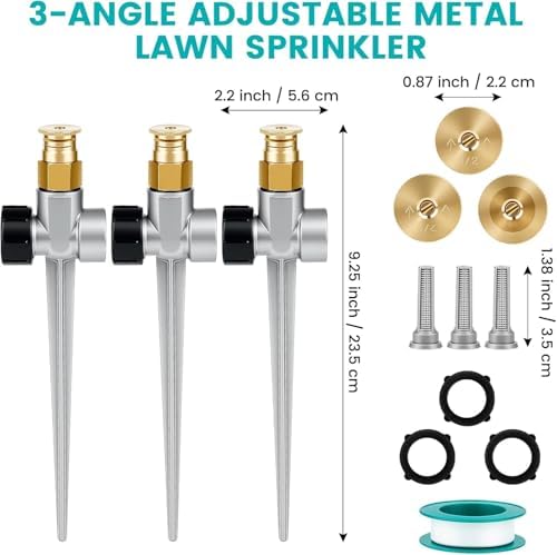 3 Set Metal Lawn Sprinklers for Yard, 360° Coverage Water Sprinklers, Adjustable Brass Nozzle with Aluminum Alloy Spike Base, for Yards Garden Vegetable Lawn Irrigation ﻿ - Image 2