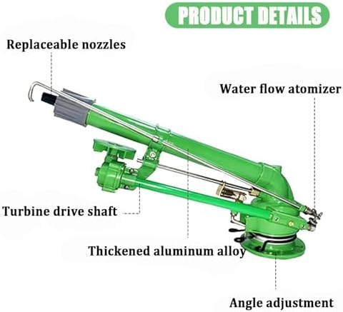Farm Irrigation Sprinkler, 2" Farm Irrigation Spray Gun, 360° Rotary Large Area Watering Spray, Flange Connection, for Farmland, Farm, Industrial Dust Removal - Image 6