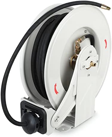 Grease Hose Reel 1/4" x 50', Retractable Dual-Arm Steel Reel by Ecojoy