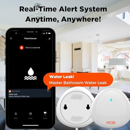 MOBI Smart Home 2.4GHz WiFi Water Leak Sensor, Water Sensor, Water Detector Alarm, Water Leak & Flood Detector, Smart Notification App, Expand with Cameras & Smart Home Devices (3-Pack) - Image 6