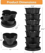 VECELO 7 Tier Vertical Garden Planter, Self Watering Stackable Planters with Wheels for Strawberries, Herbs, Flowers, Vegetables, Black - Image 2