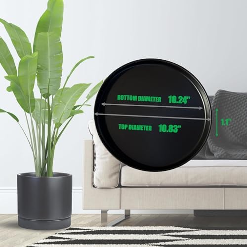 Yukfona Ceramic Plant Saucer Tray 1 Pcs 10 Inch Black, 10.83" OD x10.24 ID x1.1 Deep| Fits Flower pots Bottom≤ 10.24", Heavy Duty Glazed Round Planter Drip with Catch Basin for Indoor Outdoor Plants - Image 3
