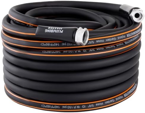 150FT Garden Hose, 5/8" Lightweight Flexible Water Hose with 3/4" Fittings by PLUMBINGMASTER