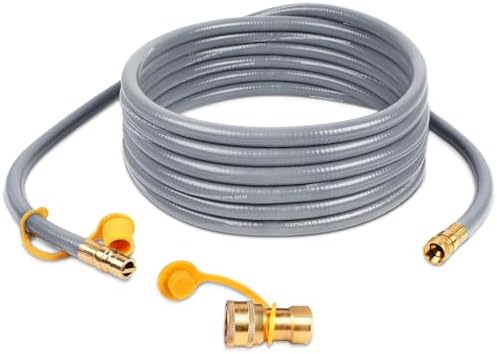 GASPRO 24 FT 1/2" ID Natural Gas Hose, Low Pressure LPG Hose with Quick Connect, for Weber, Char-broil, Pizza Oven, Patio Heater and More (NOT 3/8”) by GASPRO