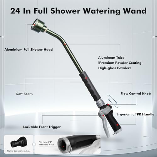 RESTMO 24 Inches Long Watering Wand for Garden Hose, Full Shower Spray Wand - Image 2
