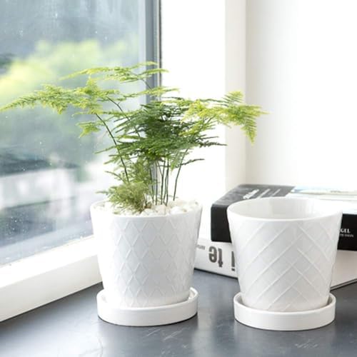 BUYMAX 5in Ceramic Flower Pots Set of 4 Plant Pot with Drainage Hole - Image 3