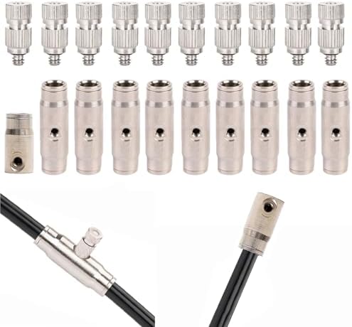 20 Pack Brass Misting System Nozzle 10/24 UNC High Pressure Fog Nozzles with 3/8" Interface Quick Connector, 3/16" Spray Head, Dust Control Water Misting Nozzle(Size:Orifice 0.6mm,) by Unknown