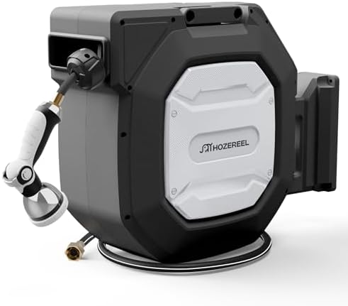 1/2" x 165 FT Retractable Garden Hose Reel, Metal Bracket Design by Spaceandtimesaver