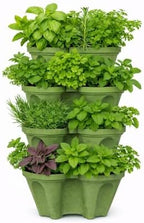 Large Vertical Planter Tower, 4 Tier Stackable Garden Planter, 16 Plant Sites, Heavy Duty Strawberry Planter, Vertical Growing System with Center Hole, Made in USA (4, Sagebrush Green, Large) by SmartSpring