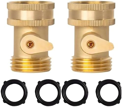 OAkita Garden Hose Connector, 2-Piece 3/4 in. Heavy-Duty Solid Brass Garden Hose shutoff Valve with 4 Extra Rubber washers by Unknown