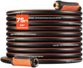 VEVOR Garden Hose, 75 ft 5/8" Heavy Duty 4-Layer Rubber Water Hose, 150PSI Working & 600PSI Burst, Flexible & Non-kink Outdoor Waterhose with 3/4" Fitting, Lightweight Hoses for Gardening Cleaning by VEVOR