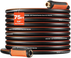 VEVOR Garden Hose, 75 ft 5/8" Heavy Duty 4-Layer Rubber Water Hose, 150PSI Working & 600PSI Burst, Flexible & Non-kink Outdoor Waterhose with 3/4" Fitting, Lightweight Hoses for Gardening Cleaning by VEVOR
