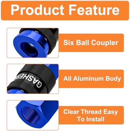 GASHER 12PCS Aluminium 1/4 Inch Female AMT Universal Air Coupler,1/4 NPT Basic Flow Quick Connect Air Coupler For Professional Jobsites, In automotive Shops Or At Home（blue） - Image 3