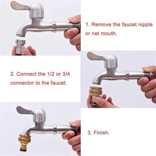 Hose Connector 4pcs Brass Faucet Tap Connector Hose Adaptor Quick Connecter Copper Hose Coupling Adapter for Garden Fitting - Image 5
