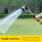 FANHAO 16-Inch Metal Watering Wand, Heavy Duty Garden Hose Wand with 9 Spray Patterns, 180° Rotating Long Hose Nozzle Sprayer Thumb Flow Control, Ideal to Water Hanging Baskets and Shrubs - Image 2
