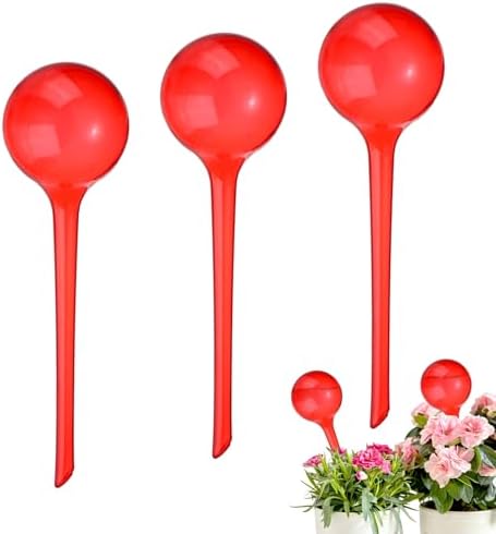 M METERXITY 3-Pack Plant Watering Globes, 10.5 Inch Plastic Spherical Self Watering Planter Insert for Indoor/Outdoor Pots, Self Water Devices Decorative Garden Stake [Red] by MMETERXITY