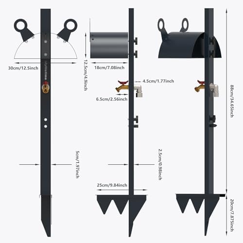 Garden Hose Holder Freestanding for Outside With Tool Storage Heavy Duty 2MM Carbon Steel (Deep Grey, Without Faucet) - Image 4