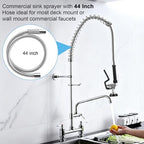 44” Pre Rinse Hose with Sprayer Valve, 1.42 GPM Commercial Sink Sprayer with Stainless-Steel Hose Replacement Kit for Commercial Restaurant Kitchen Faucet - Black - Image 3
