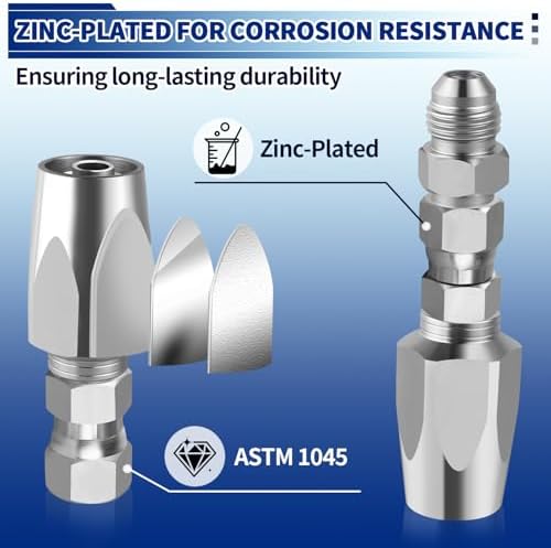 3 Pack Hydraulic Hose Repair Kit, 1/4, 3/8, 1/2 Reusable Hydraulic Fitting - Image 2