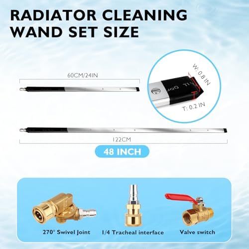 24" & 48" Radiator Cleaning Wand Set, 8 Nozzle Tips Pressure Washer Wand with Adapter Set, Water Air Cleaning Wands for Cars, Trucks, Trailers (24 inch) - Image 3