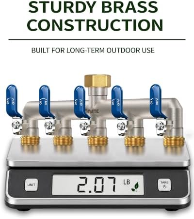 5-Way Garden Hose Splitter, Heavy-Duty Brass, 3/4" GHT, Blue - Image 5