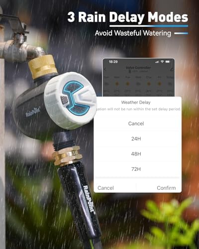 RAINPOINT WiFi Water Timer, Sprinkler Timer for Garden Hose, Smart Automatic Irrigation System with Brass Inlet for Yard, Lawn, APP Remote Control via 2.4Ghz WiFi and Bluetooth - Image 5