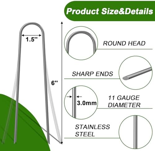AAGUT U Shaped Garden Stakes 6 Inch, Galvanized Landscape Staples for Tube - Image 2