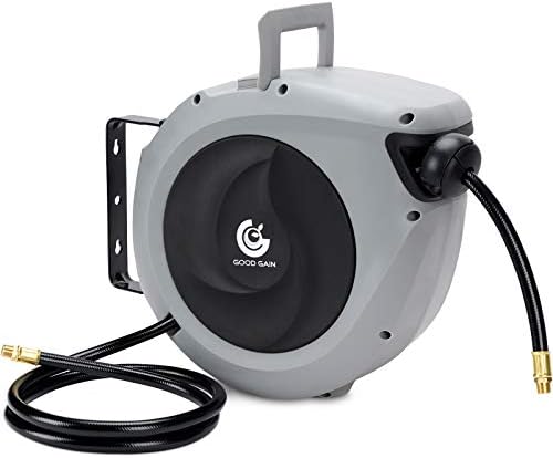 G GOOD GAIN Air Hose Reel Retractable 3/8 in x 50 ft, Max 300PSI, Grey by GGOODGAIN