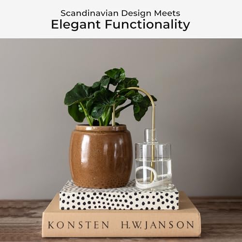 Beautiful Self-Watering Wick System for Effortless Plant Care, Automatic Drip Irrigation, Sustainable & Stylish Scandinavian Design, Ideal for House Plants (M, Brass Patina) - Image 2