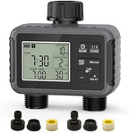 Sprinkler Timer 2 Zone, IPX5 Waterproof Programmable Water Hose Timer with Rain Delay, Child Lock, Manual Watering for Outdoor Automatic Irrigation for Garden, Lawn, Yard (AA Batteries Not Included) by iToolMax