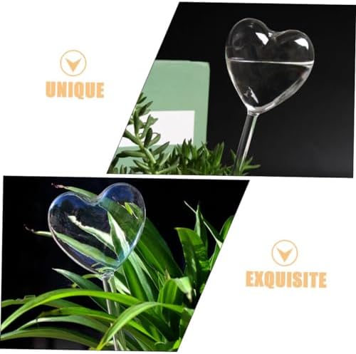 YARNOW Heart Shaped Glass Self-Watering Globes Automatic Plant Watering System for Potted Plants 3-Piece Set for Indoor and Outdoor Gardening - Image 3