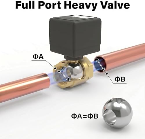 VAW Smart Water Shut Off Valve System - 1' Automatic Heavy Full Port Valve + 2 Wireless Water Leak Detectors + Controller, No Hub, 3-Year Battery, IP66 Waterproof for Kitchen Bathroom Basement - Image 3